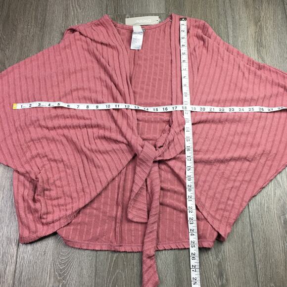 NWT Chicos Rib Knit Front Tie Cardigan Top Long Sleeve Rose Sweater Size 3/XL - Picture 5 of 5